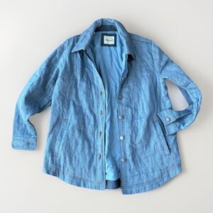 Jachs Girlfriend Women’s Blue Quilted Lightweight Field Jacket Size L Button Up